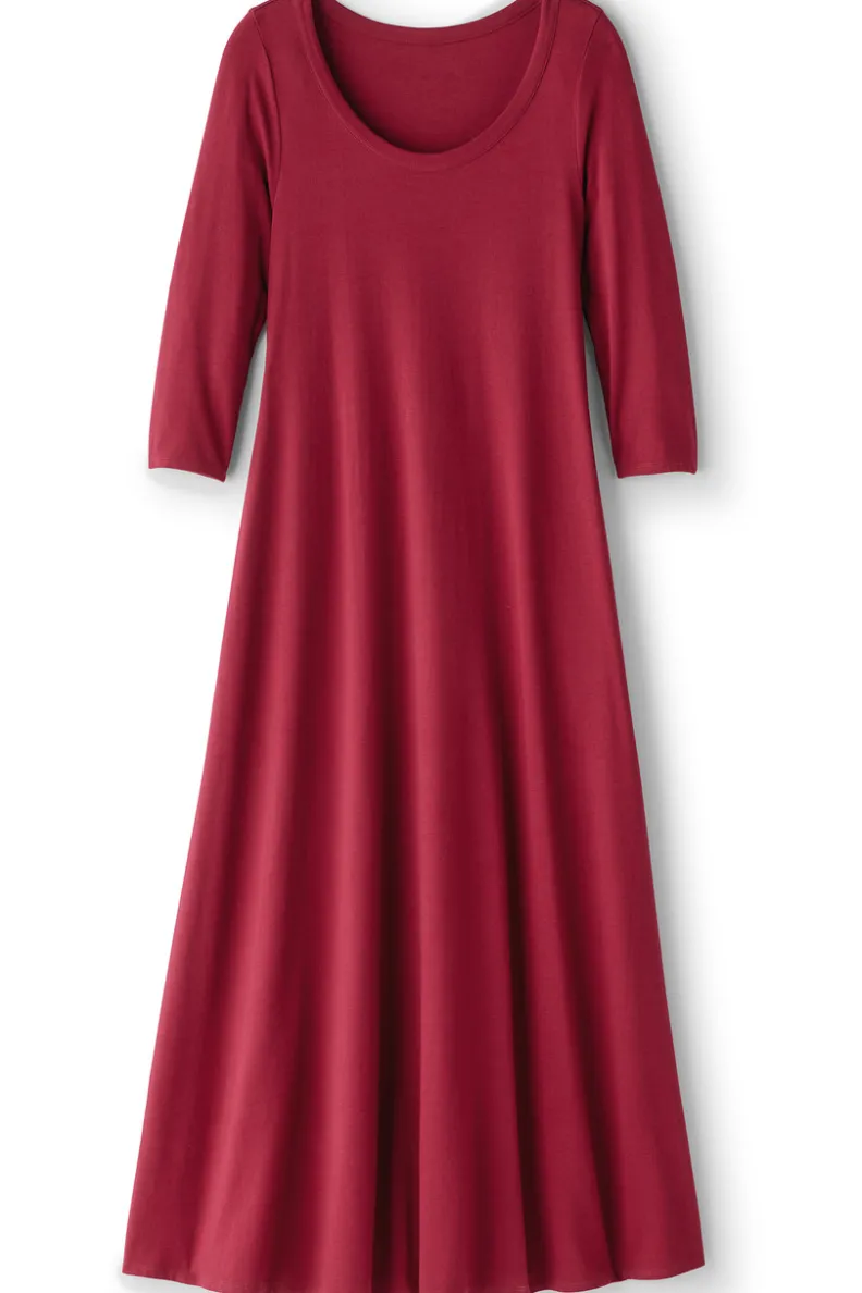 Vestido Casual Santiago con Mangas Tres Cuartos - Elegancia Cómoda de Entornos Suaves para Primavera-Verano