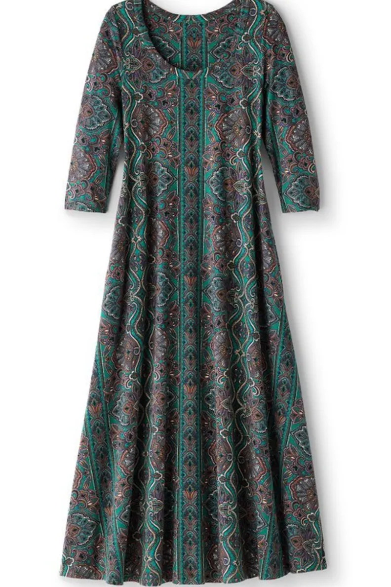 Vestido Casual Santiago con Mangas Tres Cuartos - Elegancia Cómoda de Entornos Suaves para Primavera-Verano