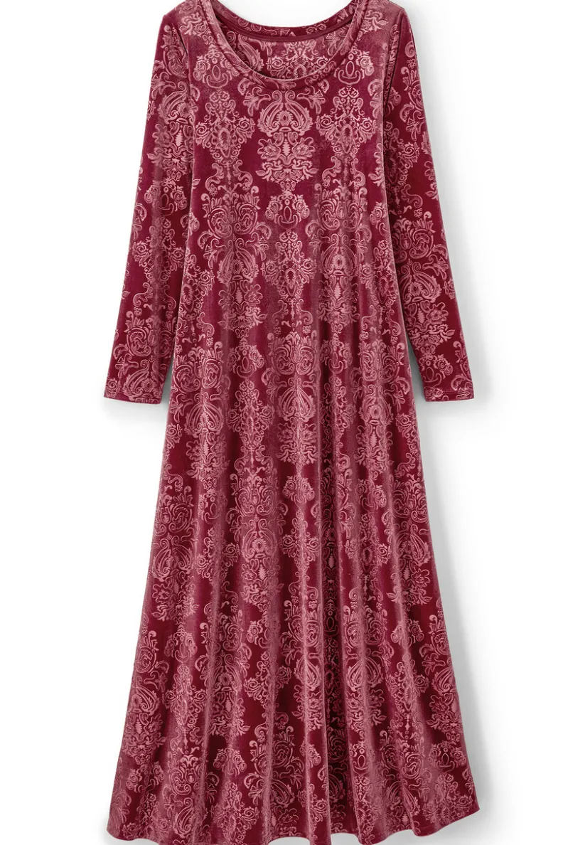 Vestido Santiago en terciopelo estampado - Elegancia suave para ocasiones especiales | Colección Soft Surroundings Otoño/Invierno