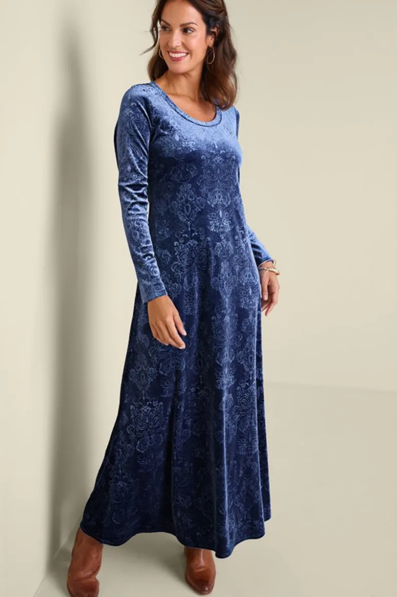 Vestido Santiago en terciopelo estampado - Elegancia suave para ocasiones especiales | Colección Soft Surroundings Otoño/Invierno