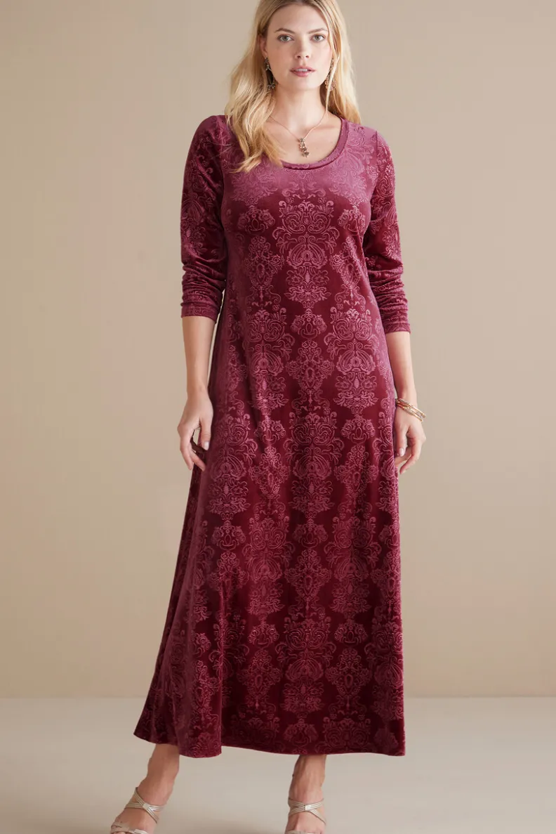 Vestido Santiago en terciopelo estampado - Elegancia suave para ocasiones especiales | Colección Soft Surroundings Otoño/Invierno
