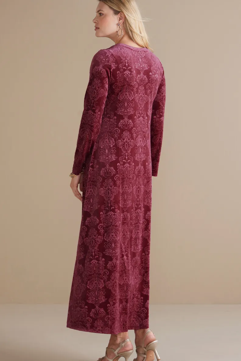 Vestido Santiago en terciopelo estampado - Elegancia suave para ocasiones especiales | Colección Soft Surroundings Otoño/Invierno
