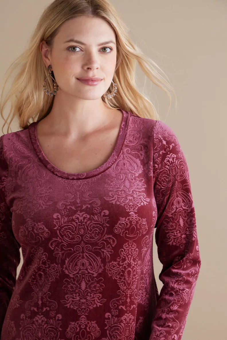 Vestido Santiago en terciopelo estampado - Elegancia suave para ocasiones especiales | Colección Soft Surroundings Otoño/Invierno