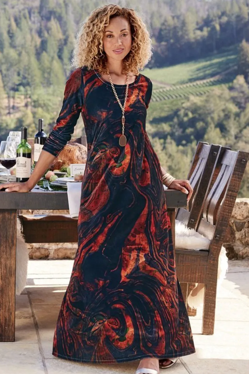 Vestido Santiago en Terciopelo Elástico - Elegancia Cálida de Soft Surroundings