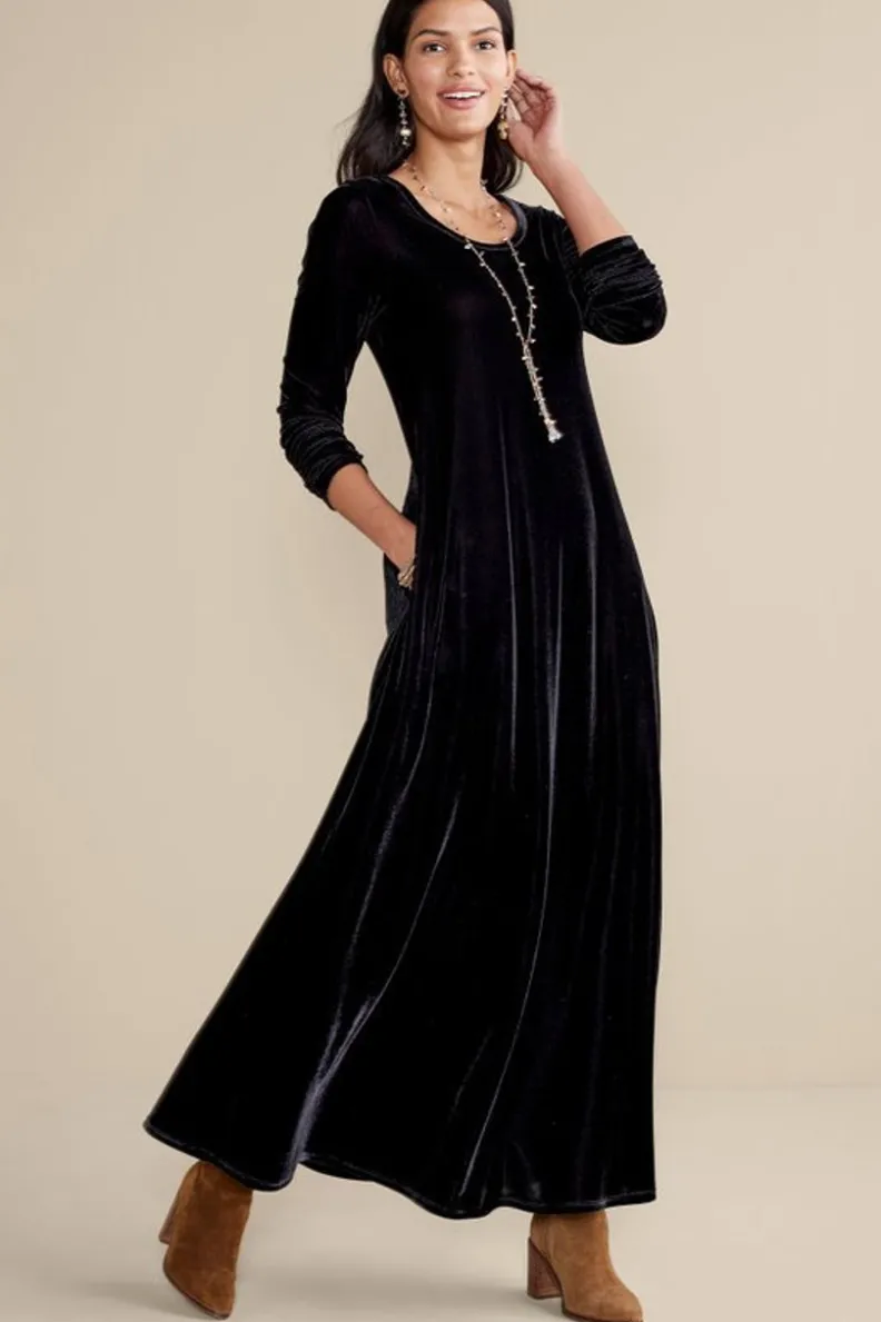 Vestido Santiago en Terciopelo Elástico - Elegancia Cálida de Soft Surroundings