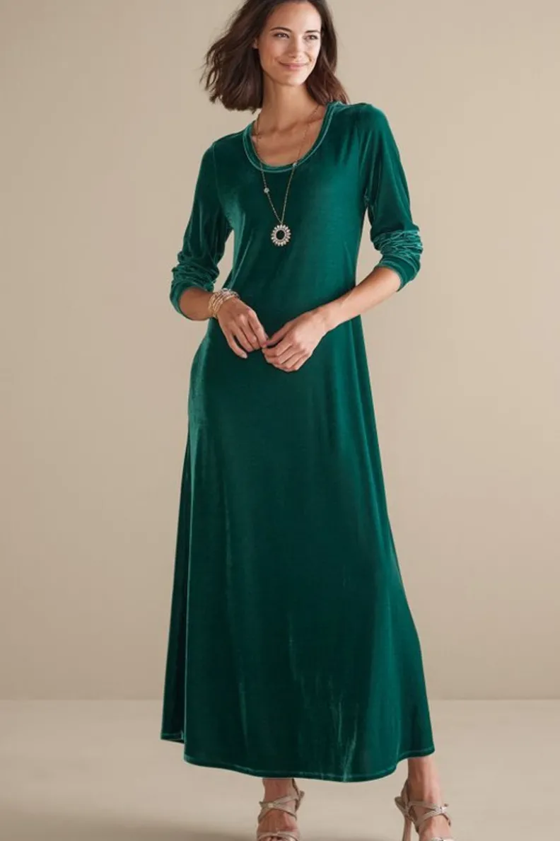 Vestido Santiago en Terciopelo Elástico - Elegancia Cálida de Soft Surroundings