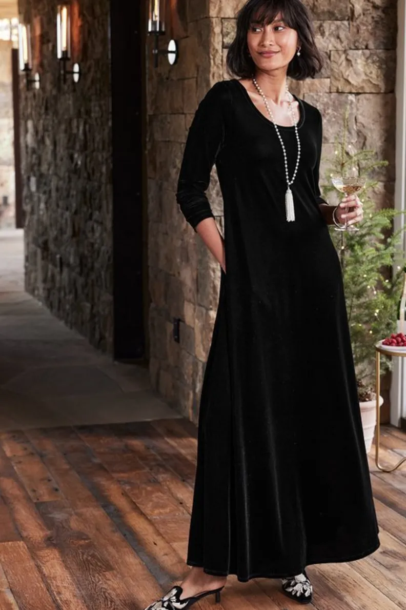 Vestido Santiago en Terciopelo Elástico - Elegancia Cálida de Soft Surroundings