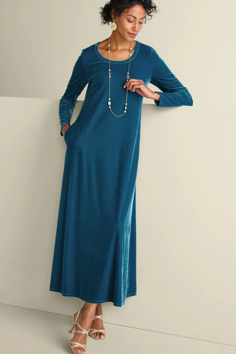 Vestido Santiago en Terciopelo Elástico - Elegancia Cálida de Soft Surroundings