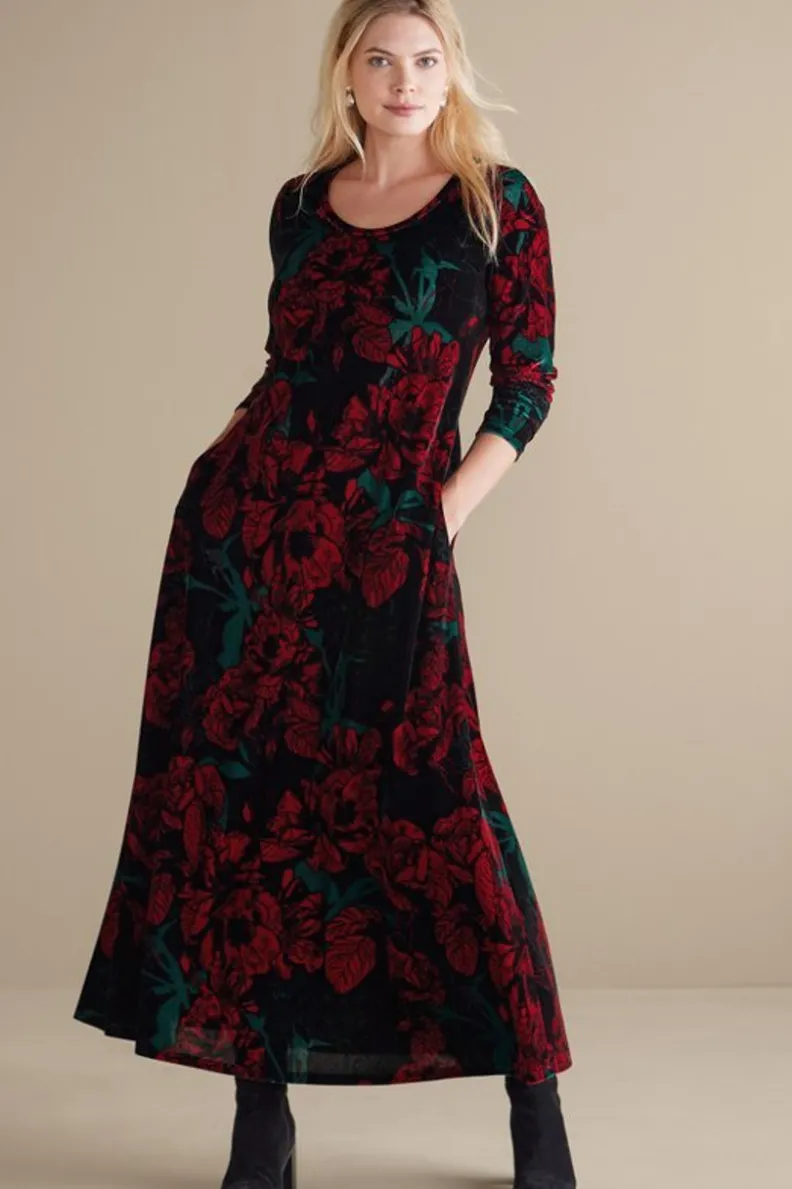 Vestido Santiago en Terciopelo Elástico - Elegancia Cálida de Soft Surroundings