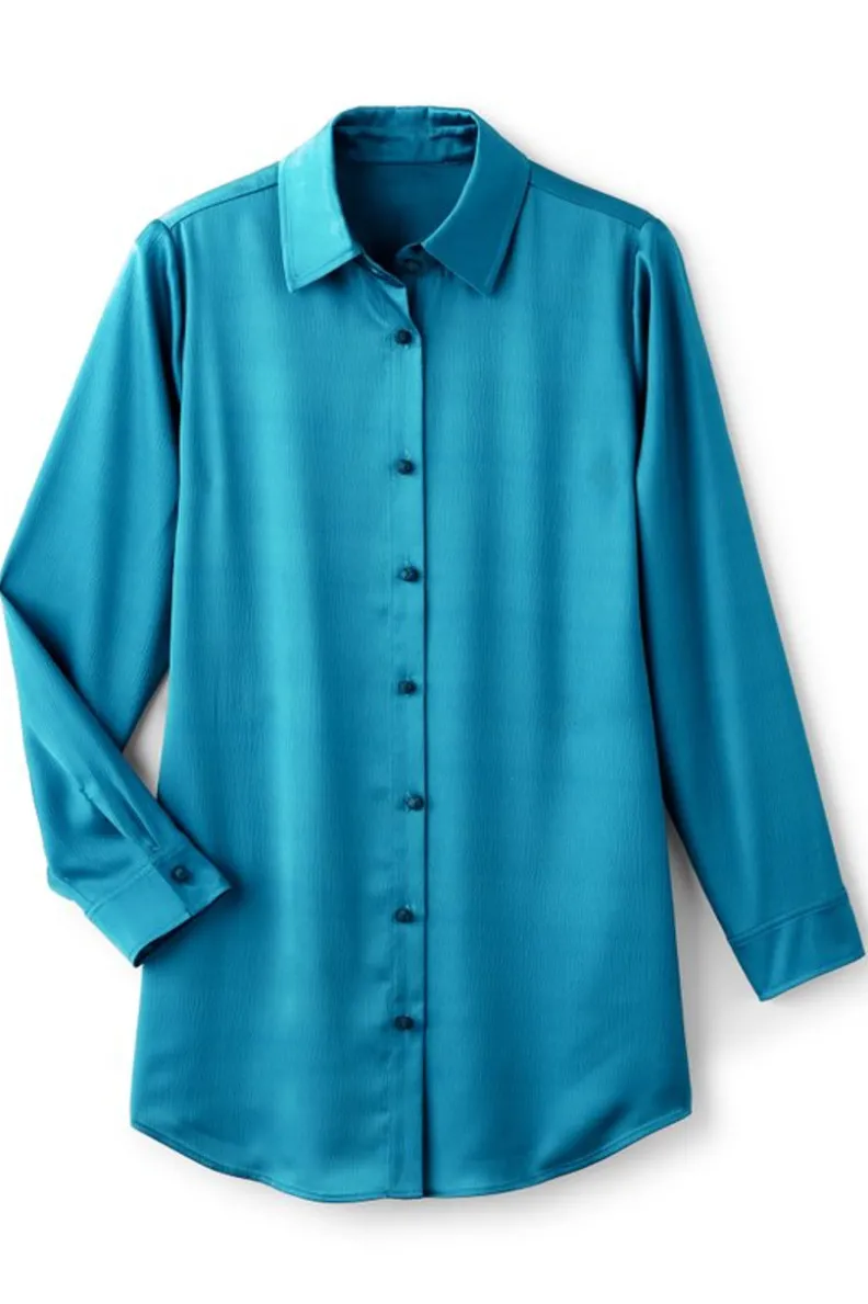 Camisa Holgada de Satén con Corte Boyfriend - Estilo Relajado y Versátil