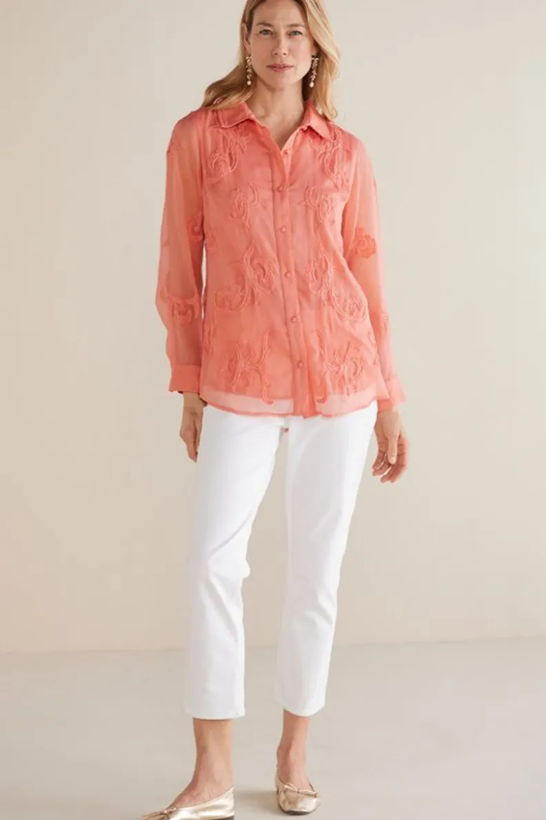 Túnica Savannah con detalles artesanales - Coral Ahumado | Diseño elegante de SoftSurroundings