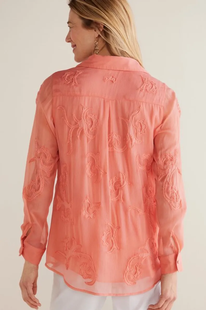 Túnica Savannah con detalles artesanales - Coral Ahumado | Diseño elegante de SoftSurroundings