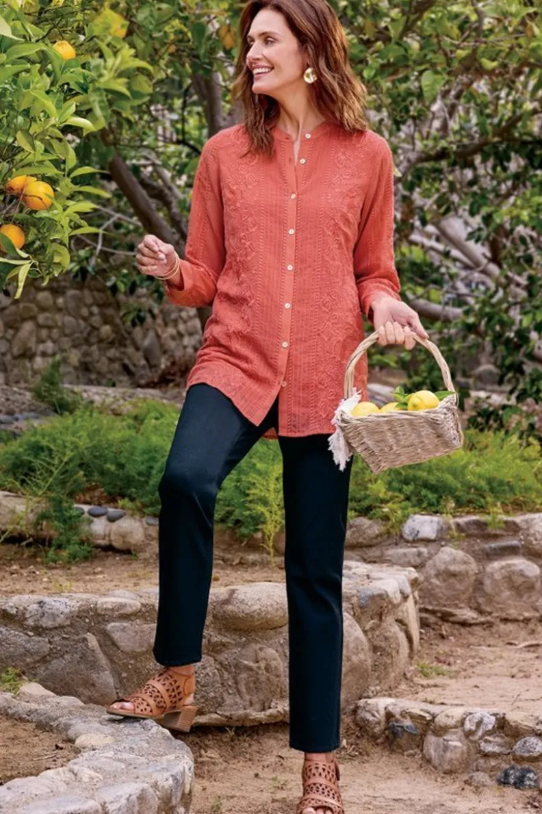 Blusa Bordada a Mano Serafine - Tono Almíbar con Toques Dorados by Soft Surroundings