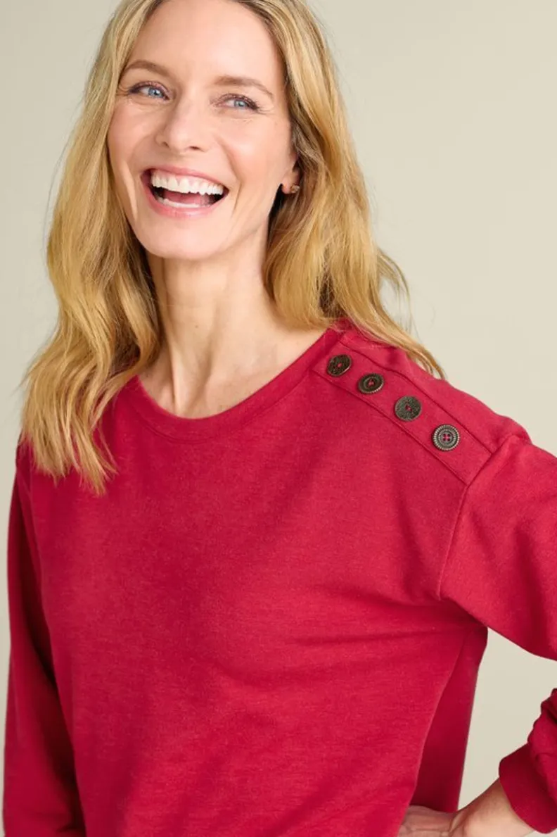Blusa Relax de Túnica Suave con Botones en Hombros - Tono Malva Cenizo Acogedor