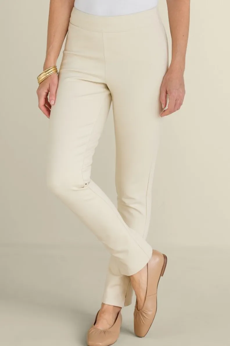 Pantalones Esenciales en Téjido Ponte - Corte Delgado y Cómodo de Entorno Suave