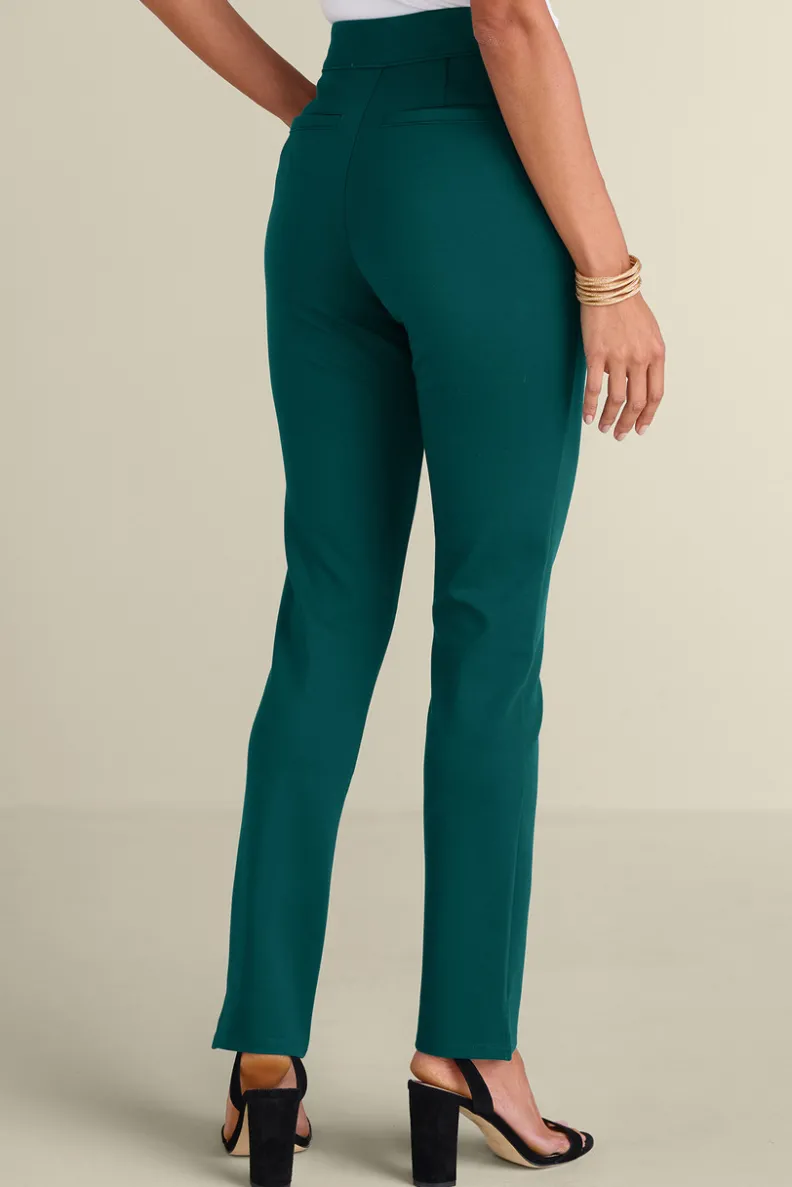 Pantalones Esenciales en Téjido Ponte - Corte Delgado y Cómodo de Entorno Suave