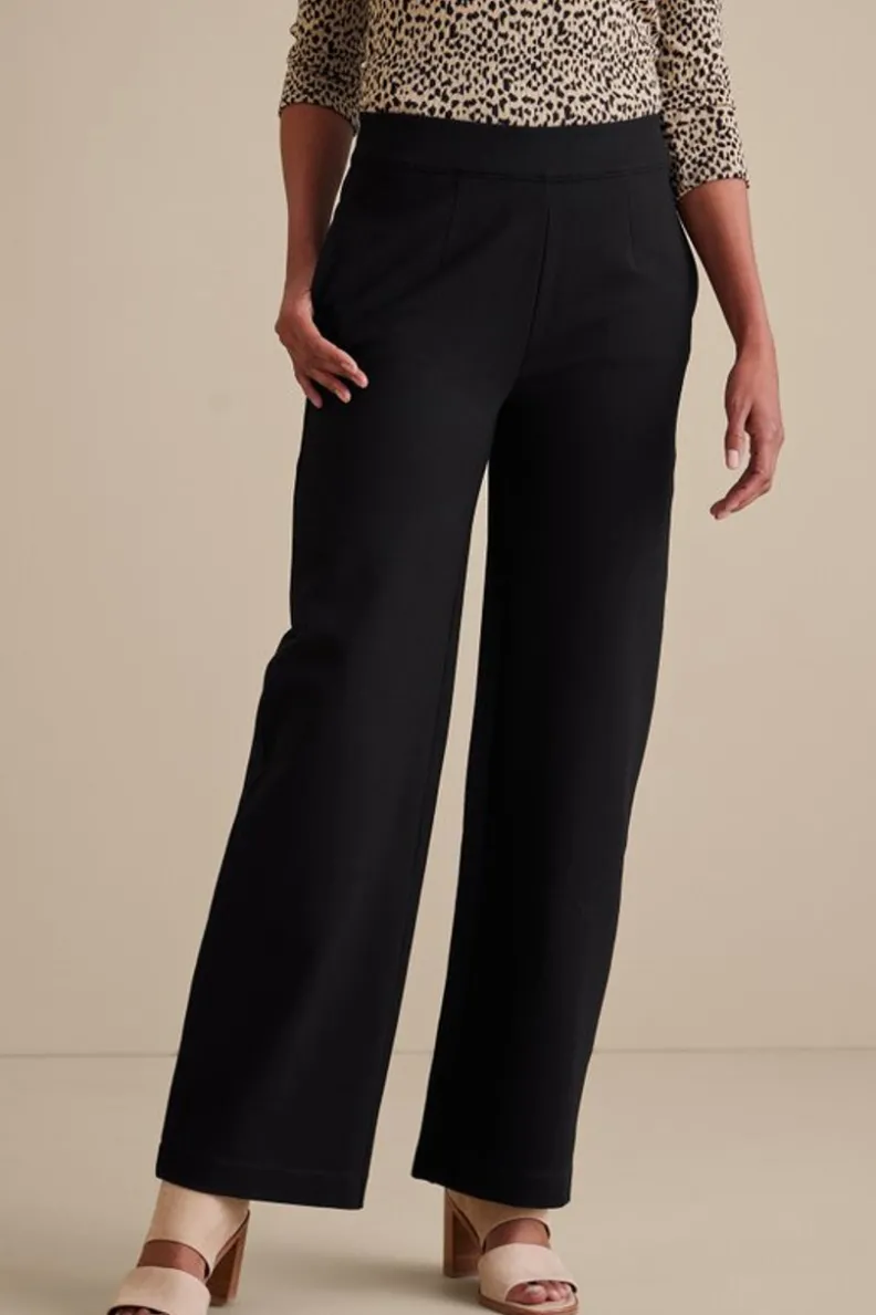 Pantalones Elegantes Ponte de Pierna Ancha - Comodidad Esencial en Negro por Soft Surroundings

(Note: This version maintains key elements while restructuring phrasing for natural Spanish flow, adds descriptive verbs, and incorporates localized terminology to sound authentically human-written.)