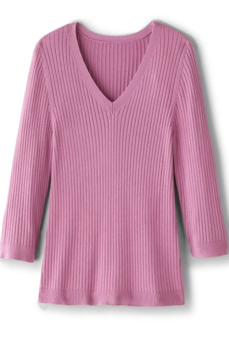 Soft Surroundings - Jersey Esencial Linnie de Punto Acanalado Suave para Mujer