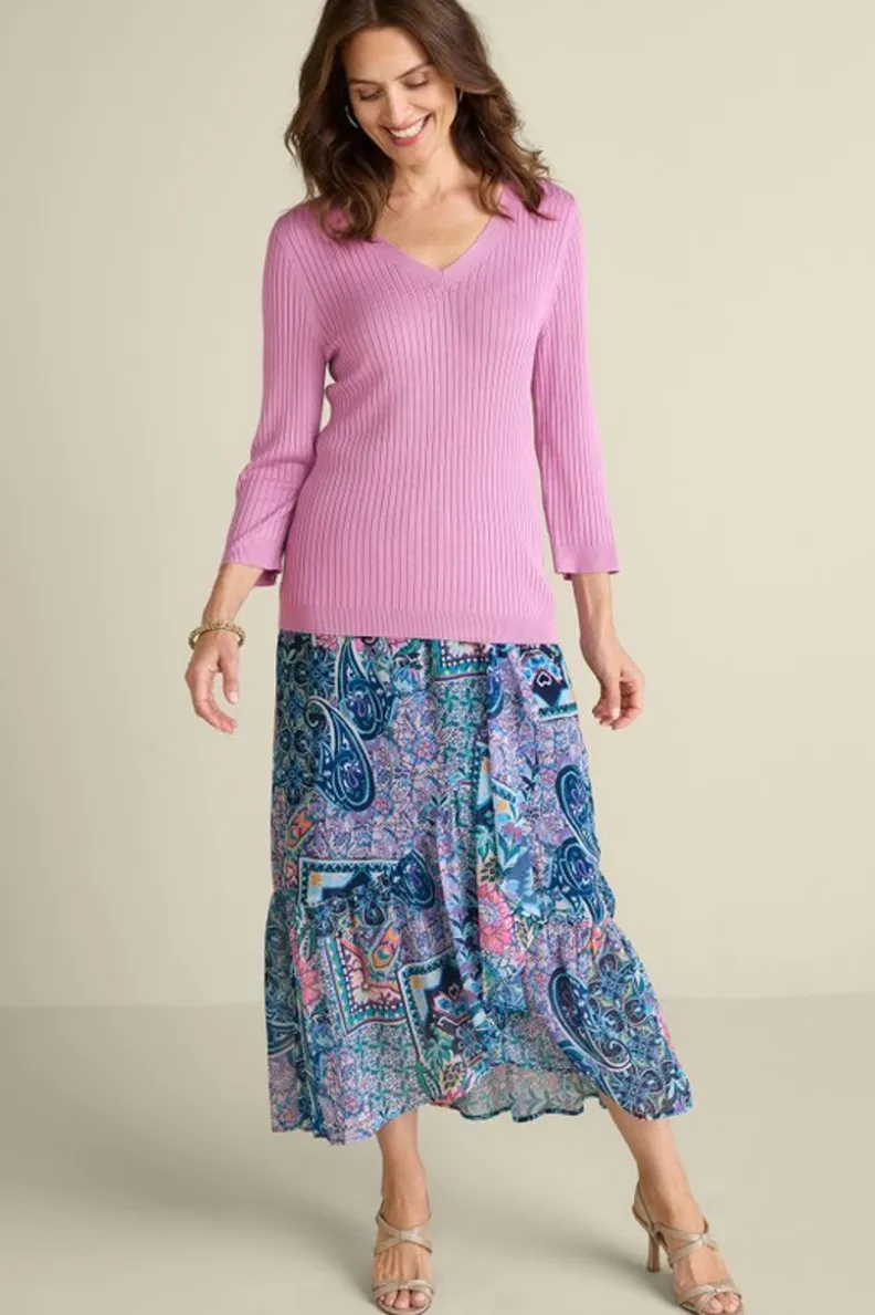 Soft Surroundings - Jersey Esencial Linnie de Punto Acanalado Suave para Mujer