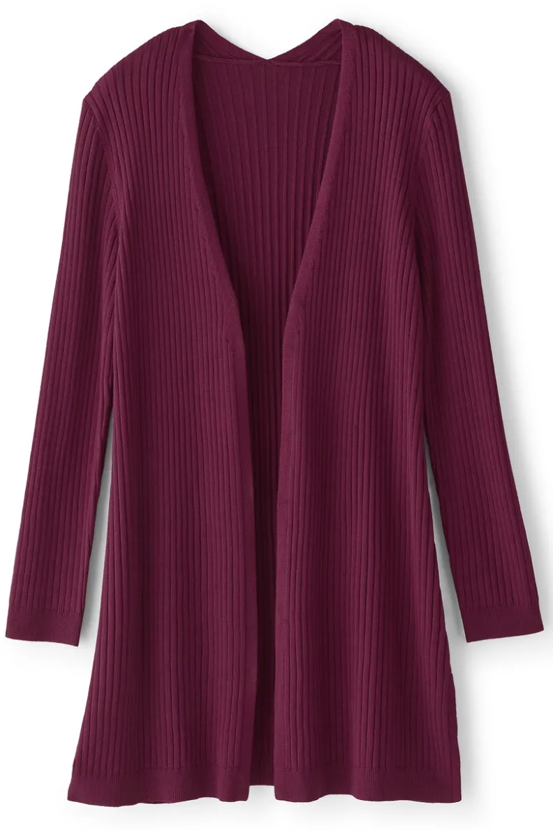 Suéter Cardigán Largo Acanalado Básico - Abrigo de Invierno Cómodo con Tejido Suave | Colección Essenciales de Soft Surroundings