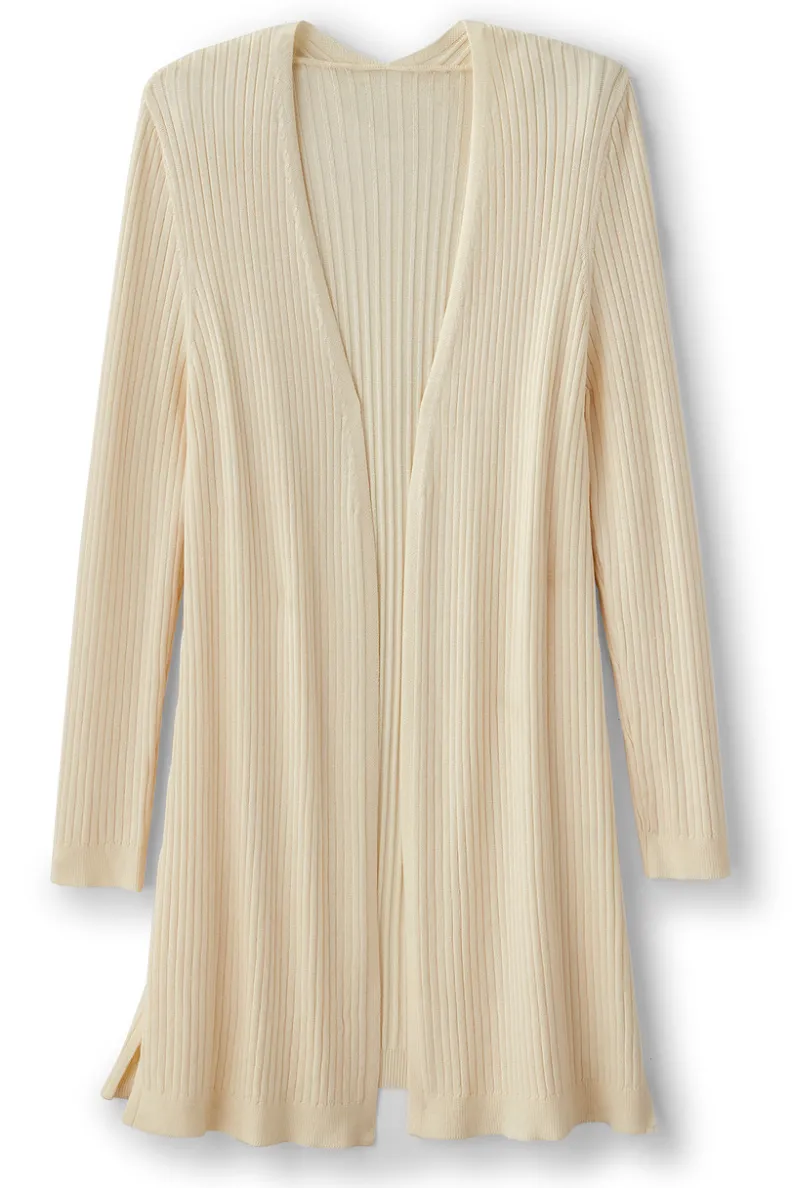Suéter Cardigán Largo Acanalado Básico - Abrigo de Invierno Cómodo con Tejido Suave | Colección Essenciales de Soft Surroundings