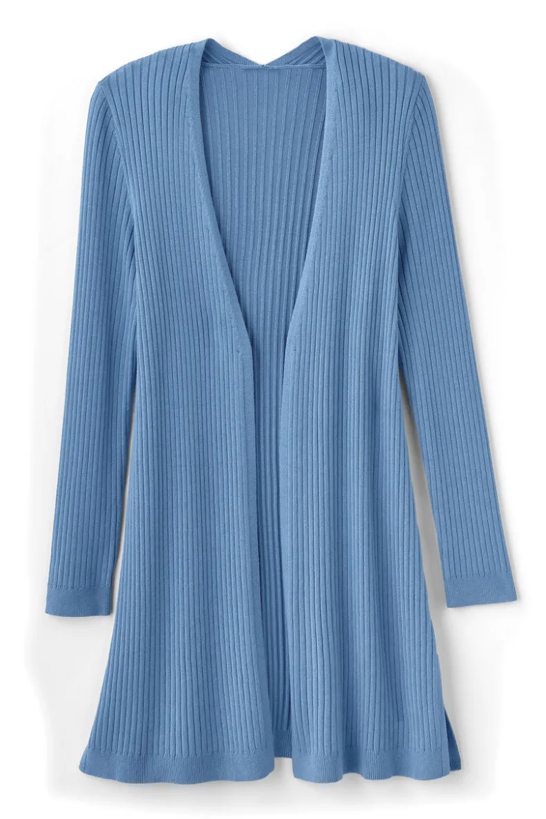 Suéter Cardigán Largo Acanalado Básico - Abrigo de Invierno Cómodo con Tejido Suave | Colección Essenciales de Soft Surroundings