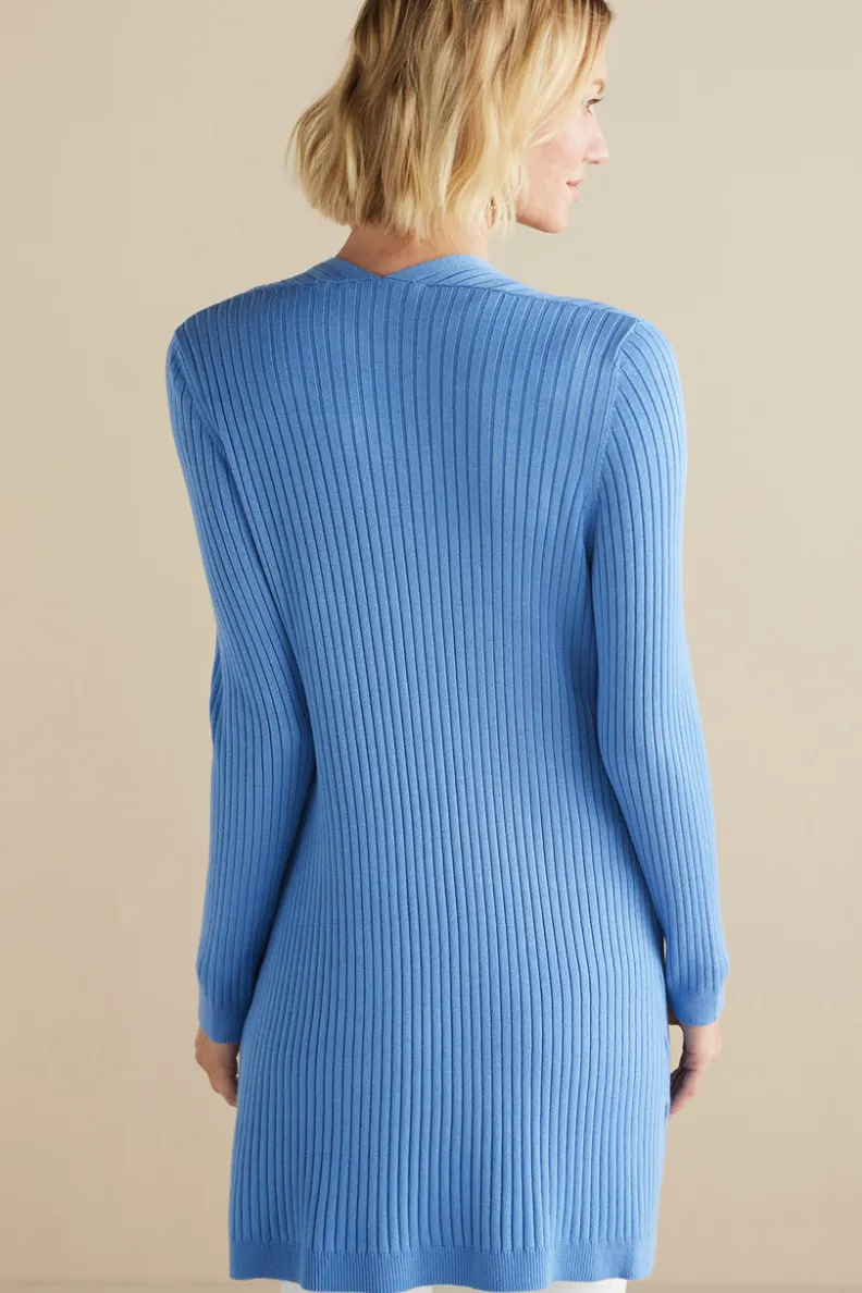 Suéter Cardigán Largo Acanalado Básico - Abrigo de Invierno Cómodo con Tejido Suave | Colección Essenciales de Soft Surroundings