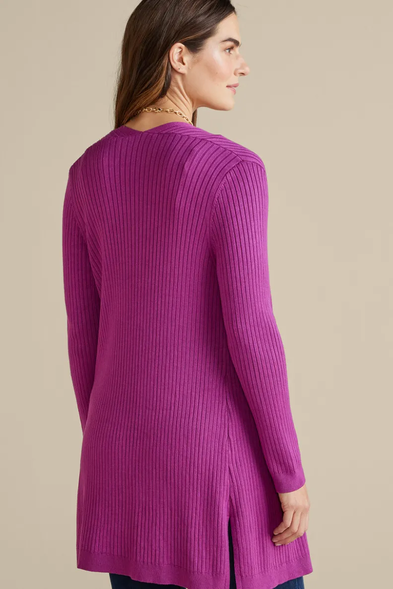Suéter Cardigán Largo Acanalado Básico - Abrigo de Invierno Cómodo con Tejido Suave | Colección Essenciales de Soft Surroundings