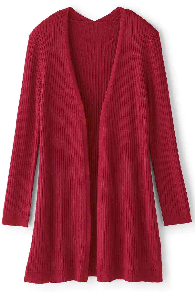 Suéter Cardigán Largo Acanalado Básico - Abrigo de Invierno Cómodo con Tejido Suave | Colección Essenciales de Soft Surroundings