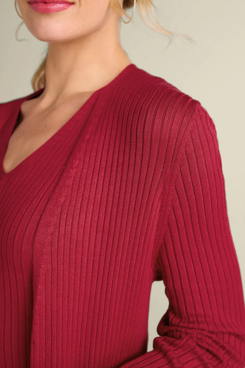 Suéter Cardigán Largo Acanalado Básico - Abrigo de Invierno Cómodo con Tejido Suave | Colección Essenciales de Soft Surroundings