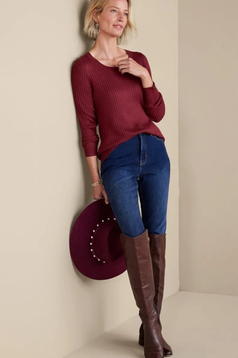 Jersey esencial en punto acanalado suave - Tops casuales de Soft Surroundings