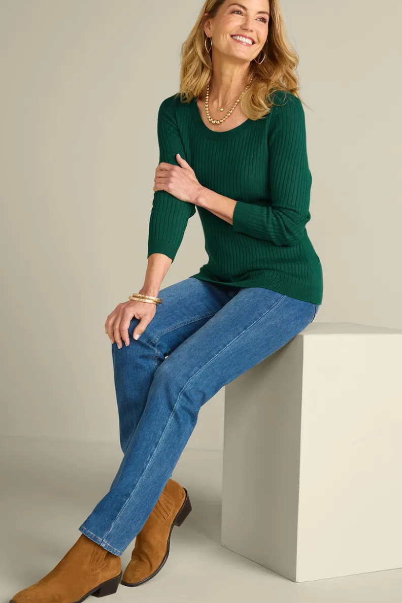 Jersey esencial en punto acanalado suave - Tops casuales de Soft Surroundings