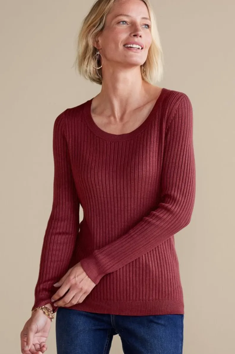 Jersey esencial en punto acanalado suave - Tops casuales de Soft Surroundings