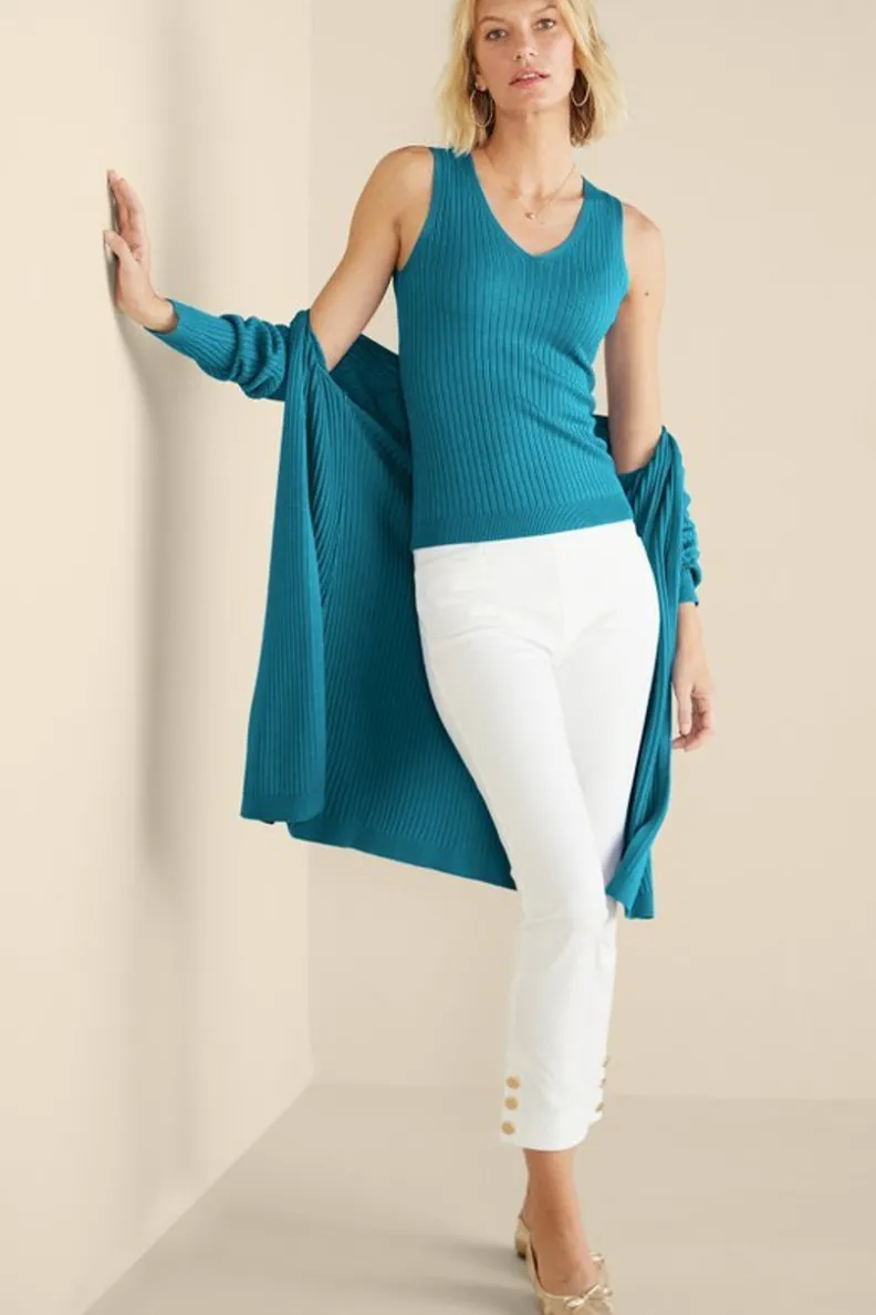 Camiseta Básica Acanalada en Suéteres y Cardigans - Soft Surroundings Colección Esencial