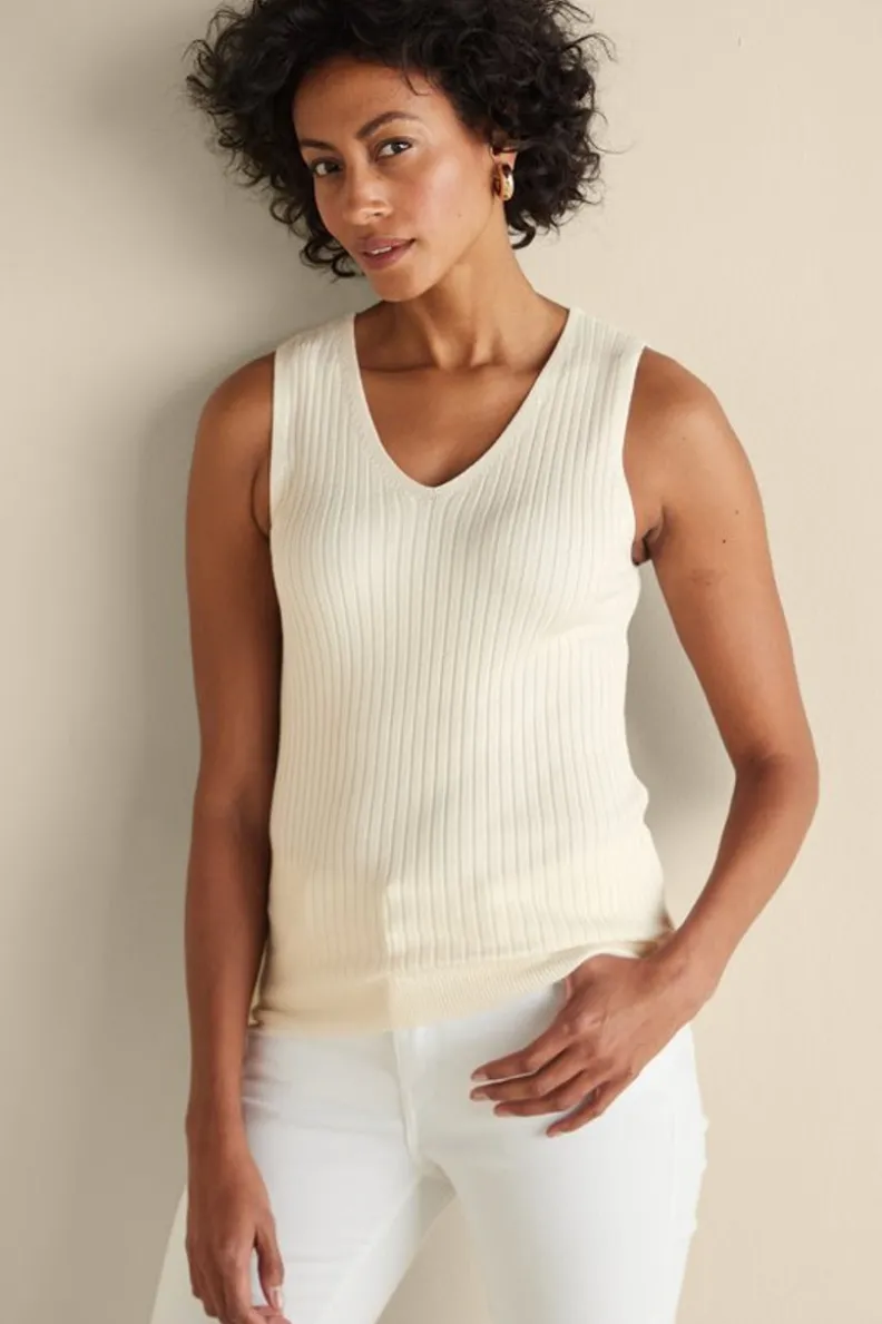 Camiseta Básica Acanalada en Suéteres y Cardigans - Soft Surroundings Colección Esencial