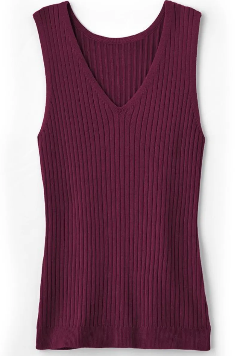 Camiseta Básica Acanalada en Suéteres y Cardigans - Soft Surroundings Colección Esencial