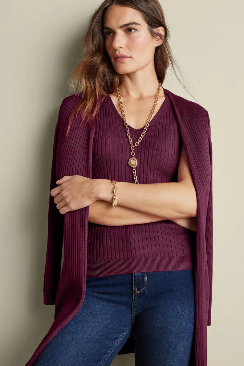 Camiseta Básica Acanalada en Suéteres y Cardigans - Soft Surroundings Colección Esencial