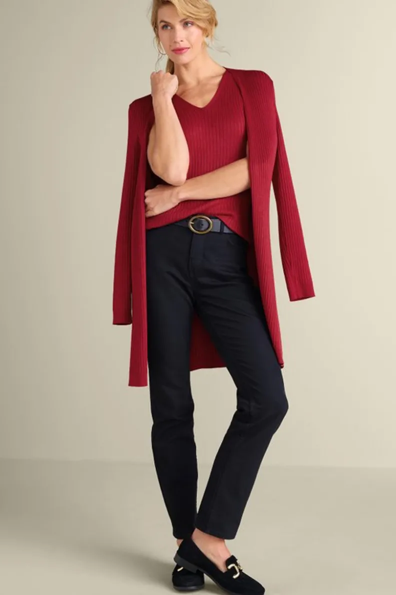 Camiseta Básica Acanalada en Suéteres y Cardigans - Soft Surroundings Colección Esencial