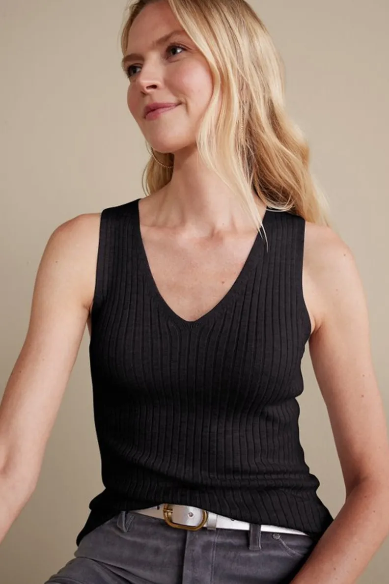 Camiseta Básica Acanalada en Suéteres y Cardigans - Soft Surroundings Colección Esencial