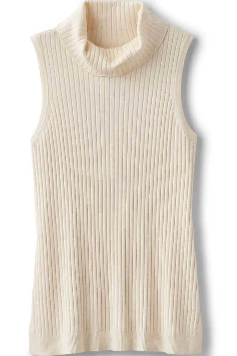 Soft Surroundings - Camiseta Esencial Suave con Cuello Alto Acanalado y Detalle Sin Mangas | Blusas, Suéteres y Cardigans