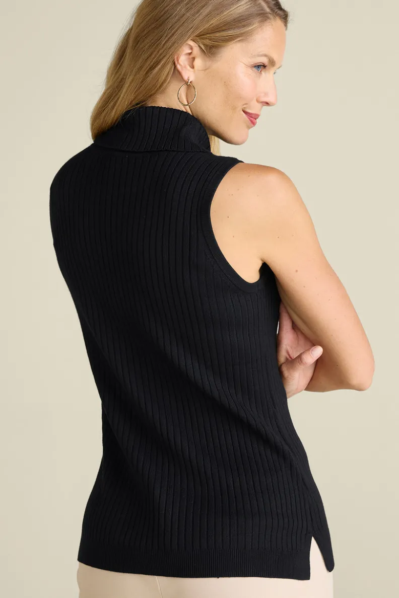 Soft Surroundings - Camiseta Esencial Suave con Cuello Alto Acanalado y Detalle Sin Mangas | Blusas, Suéteres y Cardigans