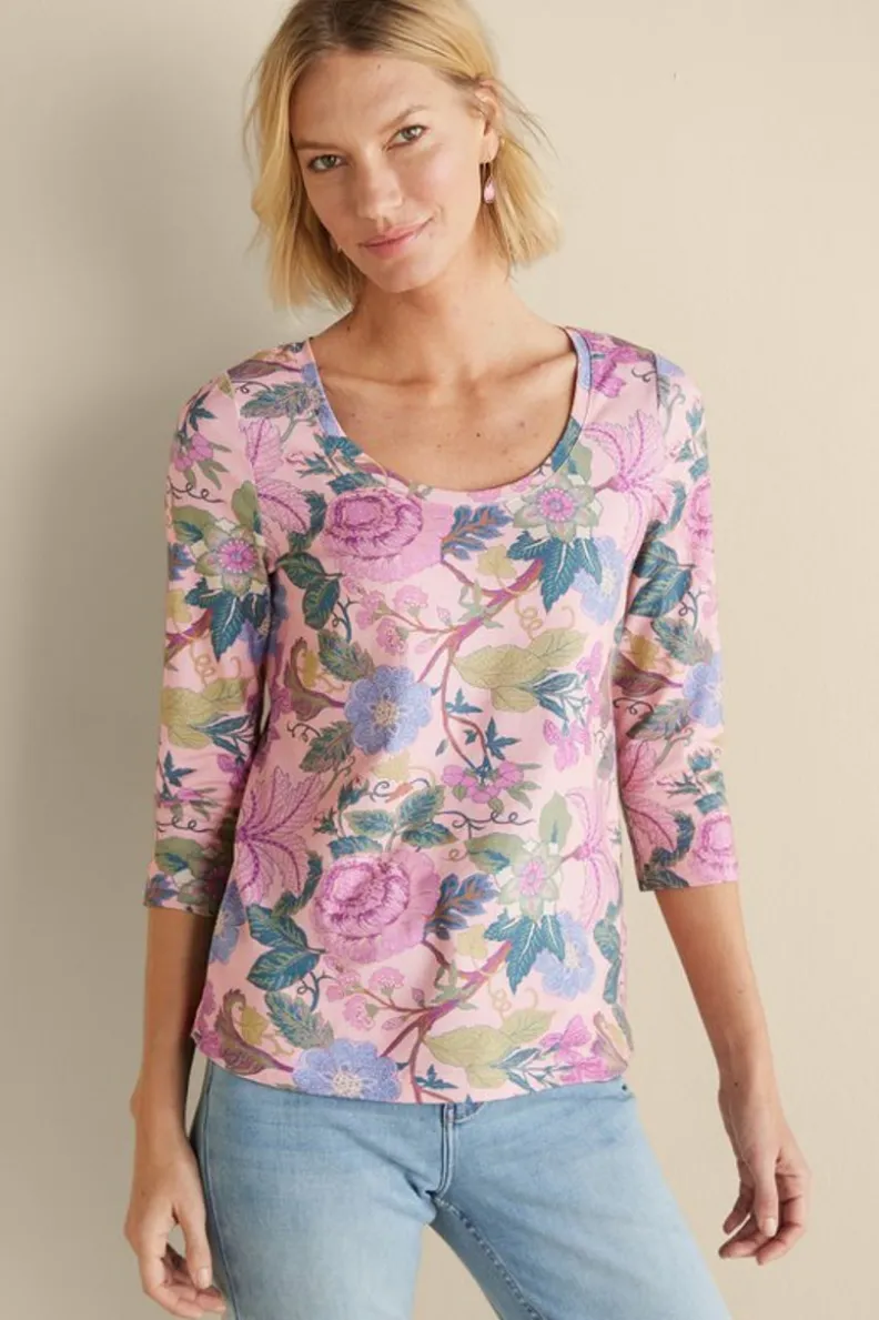 Blusa Casual Soft Surroundings - Camiseta Esencial en Algodón Supima de Manga 3/4, Suave y Versátil para el Día a Día 

(：：1.  2.  3.  4. 