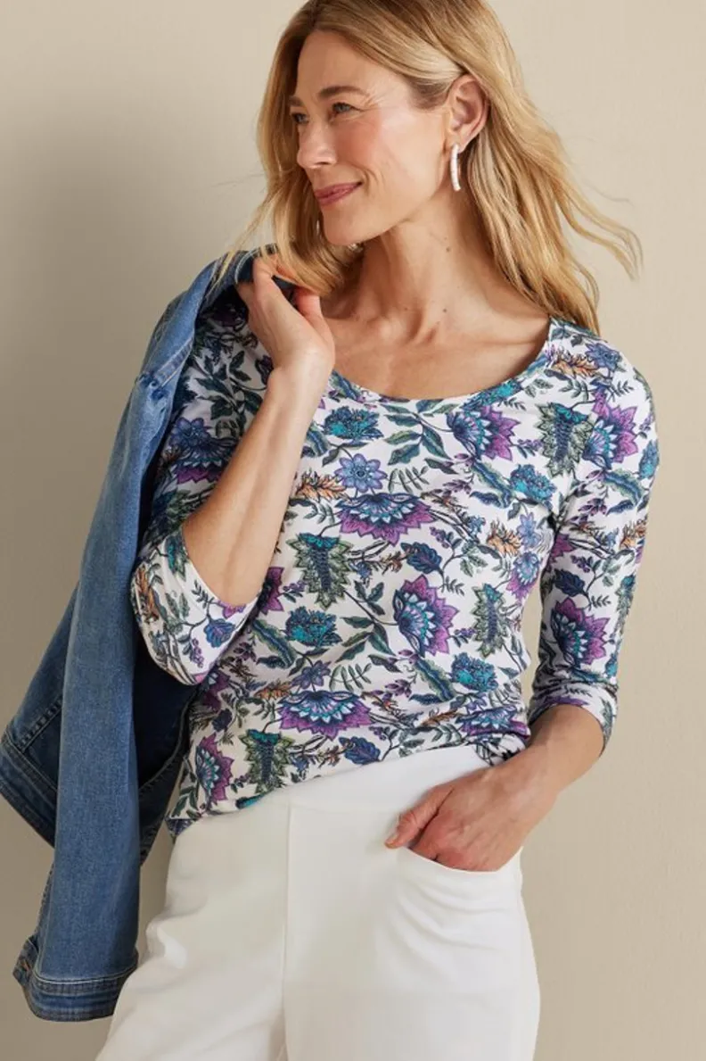 Blusa Casual Soft Surroundings - Camiseta Esencial en Algodón Supima de Manga 3/4, Suave y Versátil para el Día a Día 

(：：1.  2.  3.  4. 