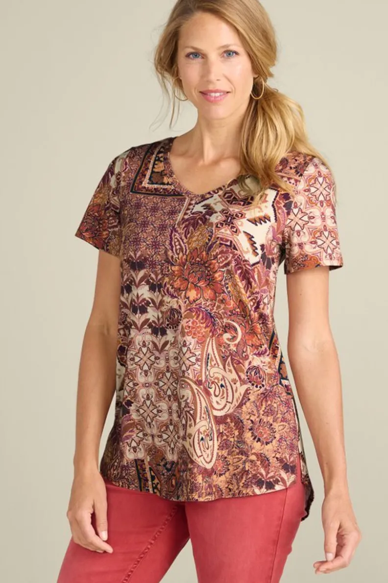 Túnica Isabel de Manga Corta en Algodón Supima - Diseño Cómodo y Versátil para Mujer | Confección Suave de Soft Surroundings | Prenda Superior para Combinar con Leggings