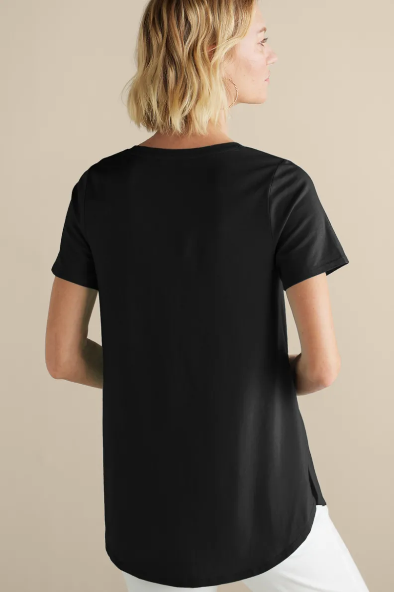Túnica Isabel de Manga Corta en Algodón Supima - Diseño Cómodo y Versátil para Mujer | Confección Suave de Soft Surroundings | Prenda Superior para Combinar con Leggings