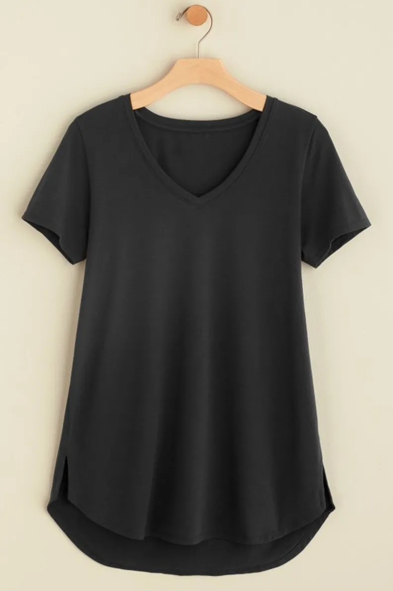 Túnica Isabel de Manga Corta en Algodón Supima - Diseño Cómodo y Versátil para Mujer | Confección Suave de Soft Surroundings | Prenda Superior para Combinar con Leggings