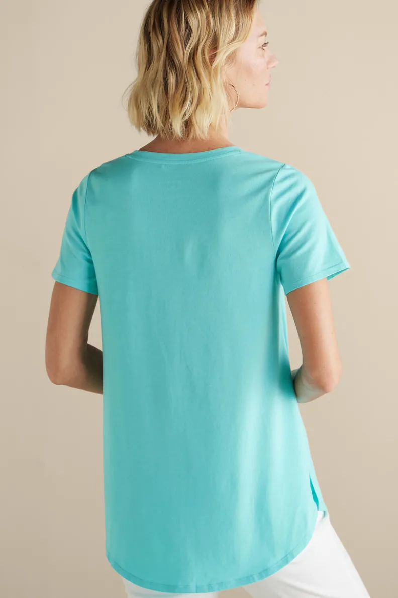 Túnica Isabel de Manga Corta en Algodón Supima - Diseño Cómodo y Versátil para Mujer | Confección Suave de Soft Surroundings | Prenda Superior para Combinar con Leggings