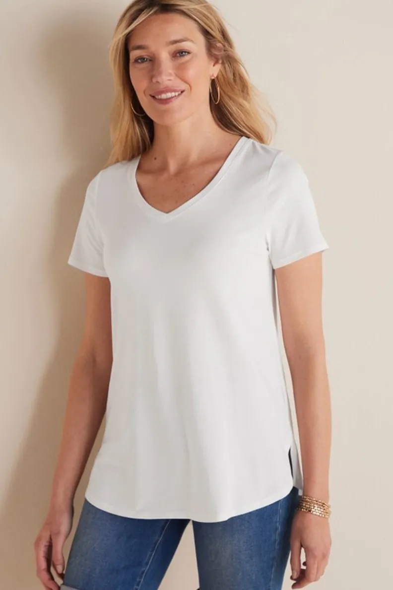Túnica Isabel de Manga Corta en Algodón Supima - Diseño Cómodo y Versátil para Mujer | Confección Suave de Soft Surroundings | Prenda Superior para Combinar con Leggings