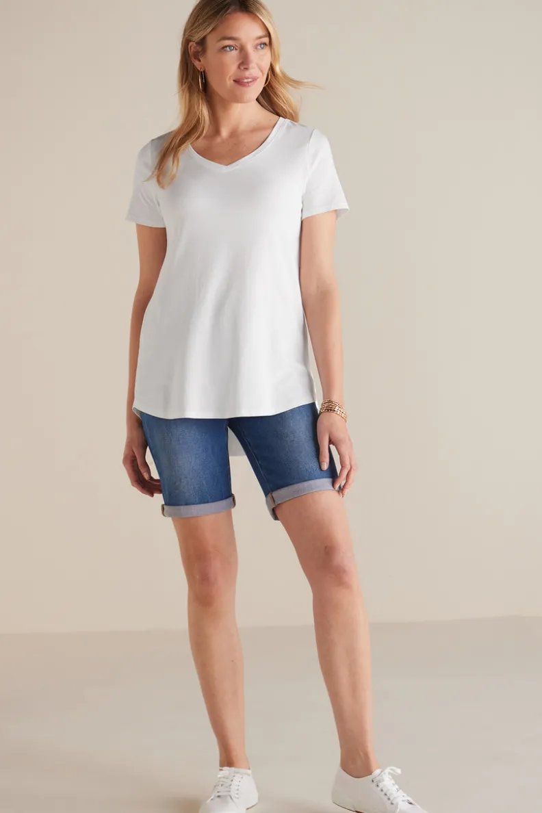 Túnica Isabel de Manga Corta en Algodón Supima - Diseño Cómodo y Versátil para Mujer | Confección Suave de Soft Surroundings | Prenda Superior para Combinar con Leggings