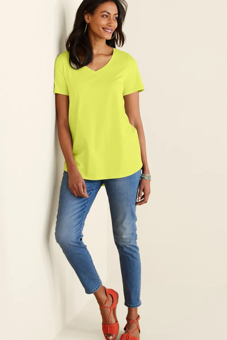 Túnica Isabel de Manga Corta en Algodón Supima - Diseño Cómodo y Versátil para Mujer | Confección Suave de Soft Surroundings | Prenda Superior para Combinar con Leggings